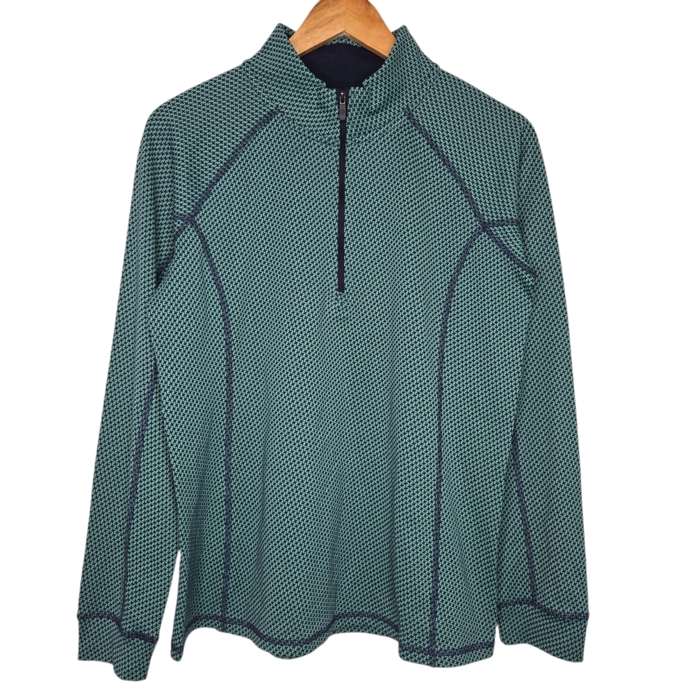 Straight Down Womens Sea Green Jacquard Witney Quarter Zip Golf Pullover Large
